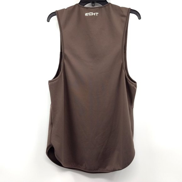 ECHT Tank Men's M Brown Muscle Fit Scoop Neck Pocket‎ Round Hem Logo Pullover - Picture 5 of 13